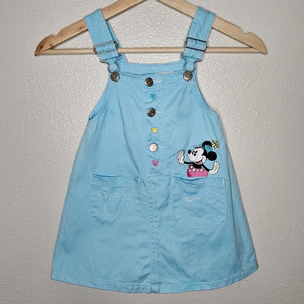 Vintage Disney Mickey & Co Minnie Mouse Blue Corduroy Jumper Dress